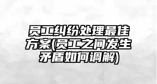 員工糾紛處理最佳方案(員工之間發(fā)生矛盾如何調解)