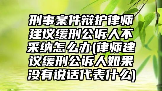 刑事案件辯護律師建議緩刑公訴人不采納怎么辦(律師建議緩刑公訴人如果沒有說話代表什么)