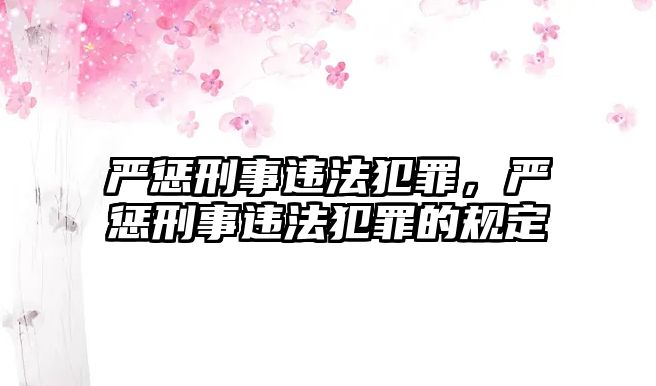 嚴懲刑事違法犯罪，嚴懲刑事違法犯罪的規(guī)定