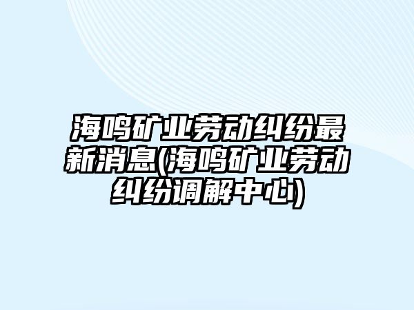 海鳴礦業(yè)勞動糾紛最新消息(海鳴礦業(yè)勞動糾紛調解中心)