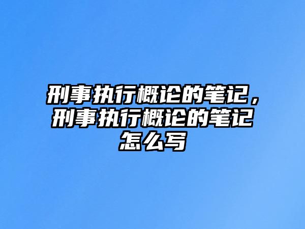 刑事執(zhí)行概論的筆記，刑事執(zhí)行概論的筆記怎么寫