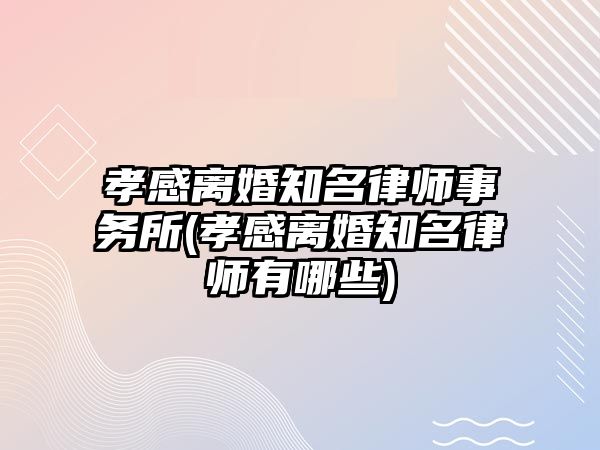 孝感離婚知名律師事務所(孝感離婚知名律師有哪些)