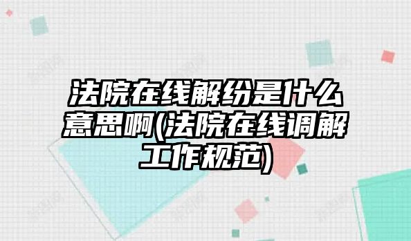 法院在線解紛是什么意思啊(法院在線調解工作規范)