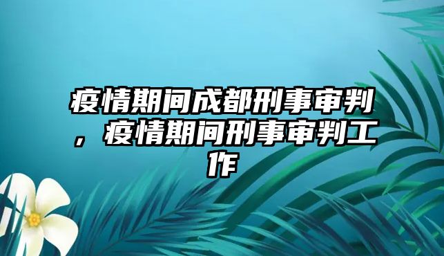 疫情期間成都刑事審判，疫情期間刑事審判工作