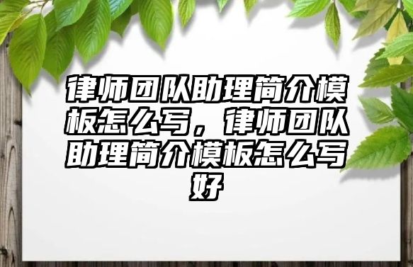 律師團隊助理簡介模板怎么寫，律師團隊助理簡介模板怎么寫好