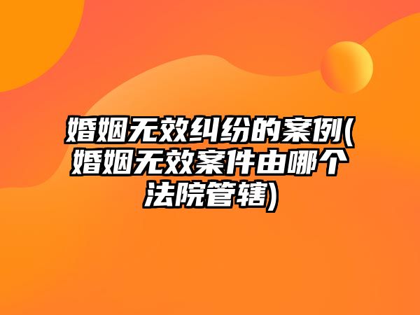 婚姻無效糾紛的案例(婚姻無效案件由哪個法院管轄)