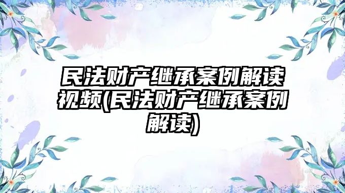 民法財產繼承案例解讀視頻(民法財產繼承案例解讀)