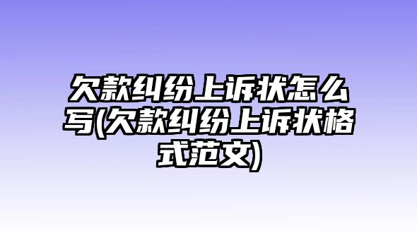 欠款糾紛上訴狀怎么寫(欠款糾紛上訴狀格式范文)