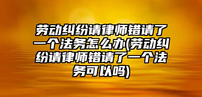 勞動糾紛請律師錯請了一個法務怎么辦(勞動糾紛請律師錯請了一個法務可以嗎)