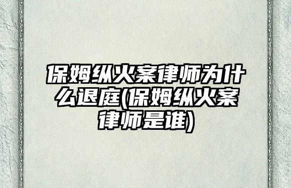 保姆縱火案律師為什么退庭(保姆縱火案律師是誰)