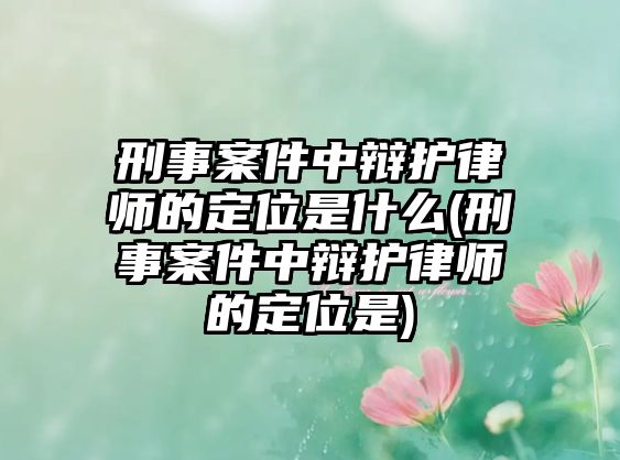 刑事案件中辯護律師的定位是什么(刑事案件中辯護律師的定位是)