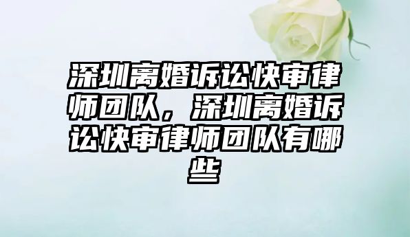 深圳離婚訴訟快審律師團隊，深圳離婚訴訟快審律師團隊有哪些