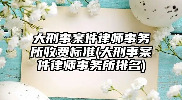 大刑事案件律師事務(wù)所收費(fèi)標(biāo)準(zhǔn)(大刑事案件律師事務(wù)所排名)