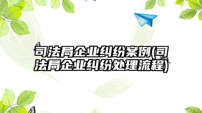 司法局企業(yè)糾紛案例(司法局企業(yè)糾紛處理流程)