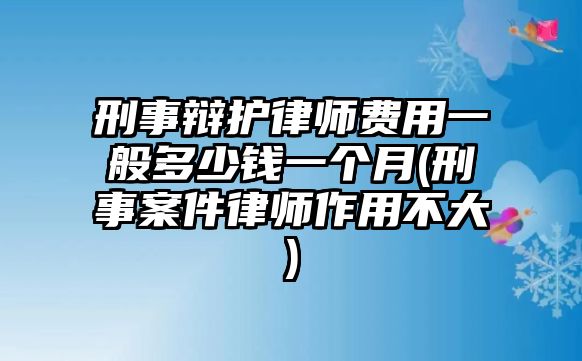 刑事辯護(hù)律師費(fèi)用一般多少錢一個(gè)月(刑事案件律師作用不大)