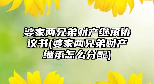 婆家兩兄弟財產(chǎn)繼承協(xié)議書(婆家兩兄弟財產(chǎn)繼承怎么分配)