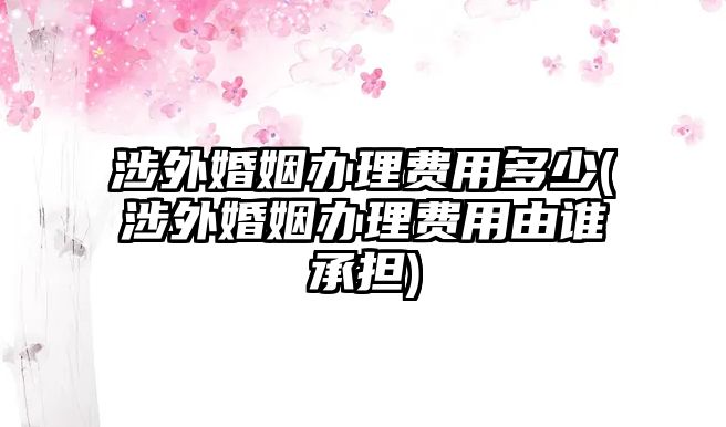 涉外婚姻辦理費(fèi)用多少(涉外婚姻辦理費(fèi)用由誰承擔(dān))