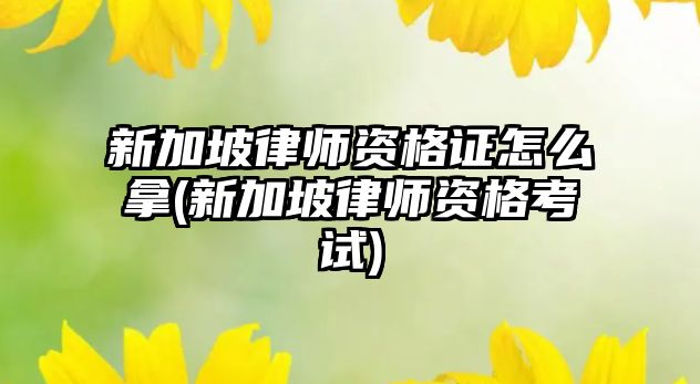 新加坡律師資格證怎么拿(新加坡律師資格考試)