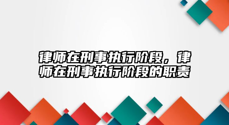 律師在刑事執行階段，律師在刑事執行階段的職責