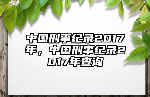 中國(guó)刑事紀(jì)錄2017年，中國(guó)刑事紀(jì)錄2017年查詢