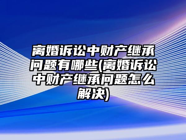 離婚訴訟中財產繼承問題有哪些(離婚訴訟中財產繼承問題怎么解決)