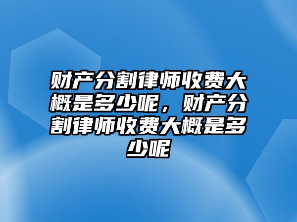 財產分割律師收費大概是多少呢，財產分割律師收費大概是多少呢