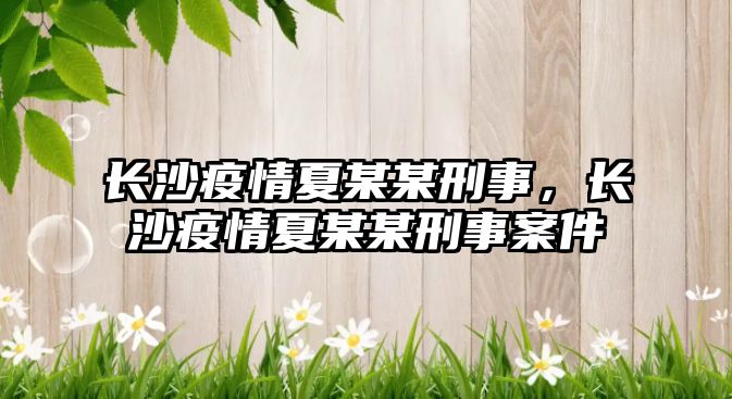 長沙疫情夏某某刑事，長沙疫情夏某某刑事案件