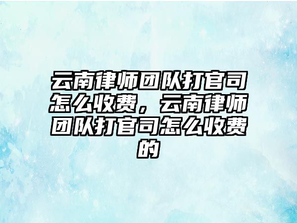 云南律師團隊打官司怎么收費，云南律師團隊打官司怎么收費的