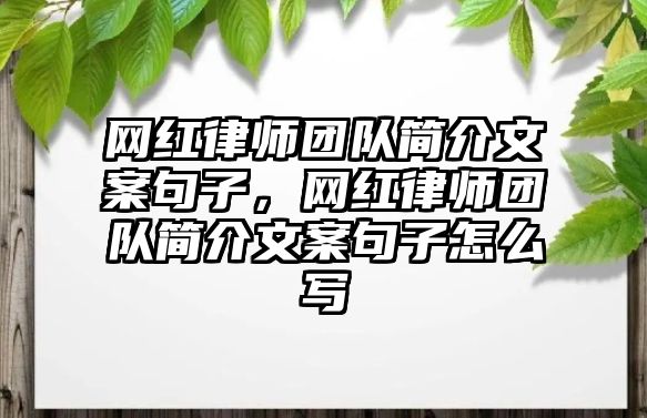 網紅律師團隊簡介文案句子，網紅律師團隊簡介文案句子怎么寫