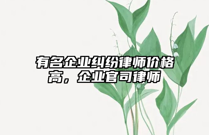 有名企業糾紛律師價格高，企業官司律師