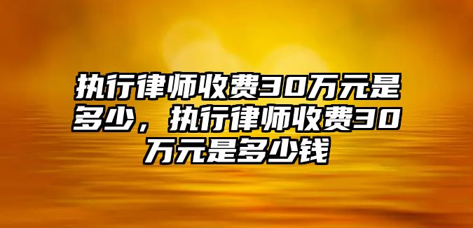 執行律師收費30萬元是多少，執行律師收費30萬元是多少錢