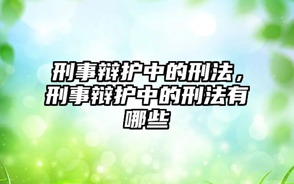 刑事辯護中的刑法，刑事辯護中的刑法有哪些