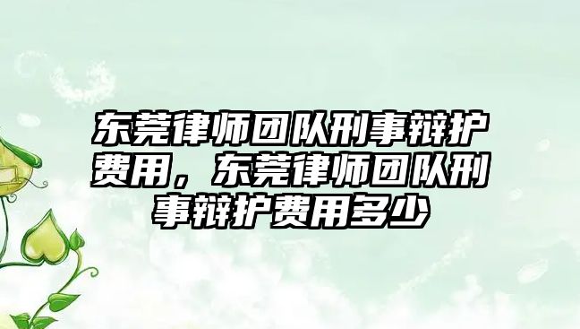 東莞律師團隊刑事辯護費用，東莞律師團隊刑事辯護費用多少