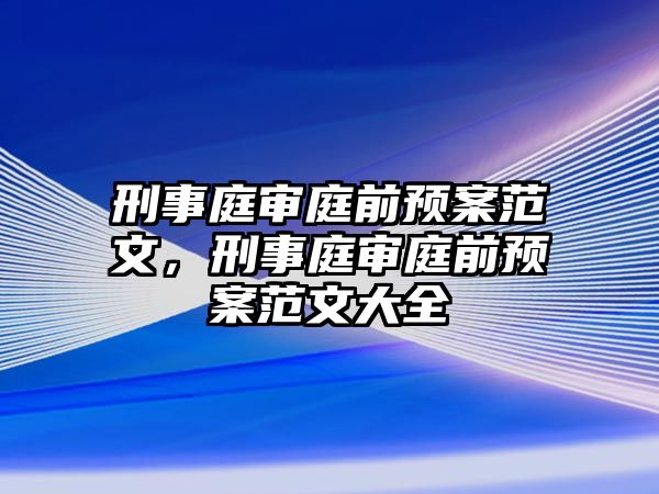 刑事庭審庭前預案范文，刑事庭審庭前預案范文大全