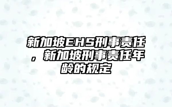 新加坡EHS刑事責任，新加坡刑事責任年齡的規定