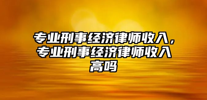 專業(yè)刑事經(jīng)濟律師收入，專業(yè)刑事經(jīng)濟律師收入高嗎