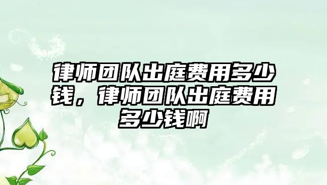 律師團隊出庭費用多少錢，律師團隊出庭費用多少錢啊