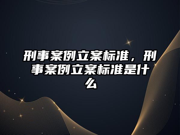 刑事案例立案標準，刑事案例立案標準是什么