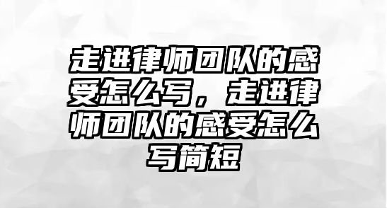 走進律師團隊的感受怎么寫，走進律師團隊的感受怎么寫簡短