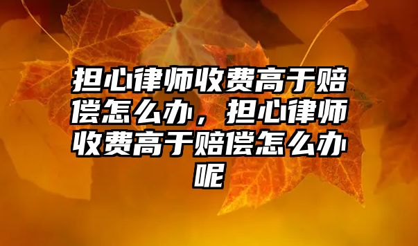 擔心律師收費高于賠償怎么辦，擔心律師收費高于賠償怎么辦呢