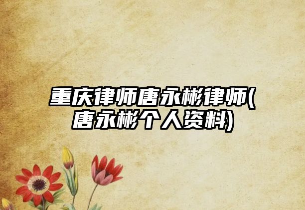 重慶律師唐永彬律師(唐永彬個(gè)人資料)