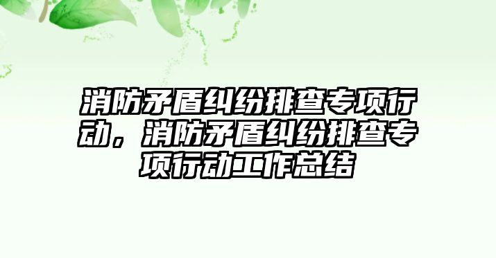 消防矛盾糾紛排查專項行動，消防矛盾糾紛排查專項行動工作總結