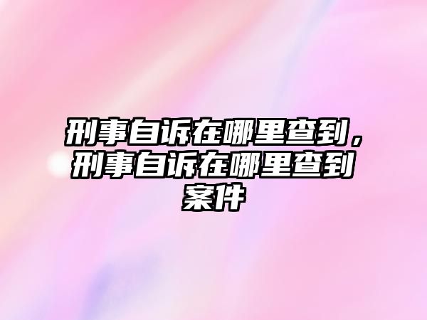 刑事自訴在哪里查到，刑事自訴在哪里查到案件