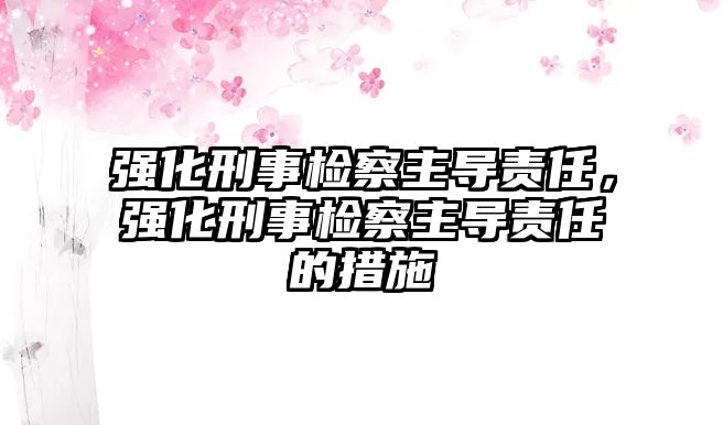 強化刑事檢察主導責任，強化刑事檢察主導責任的措施