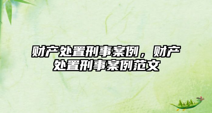 財產處置刑事案例，財產處置刑事案例范文